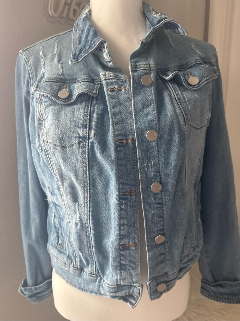 Soho Light Blue Distressed Denim Jacket